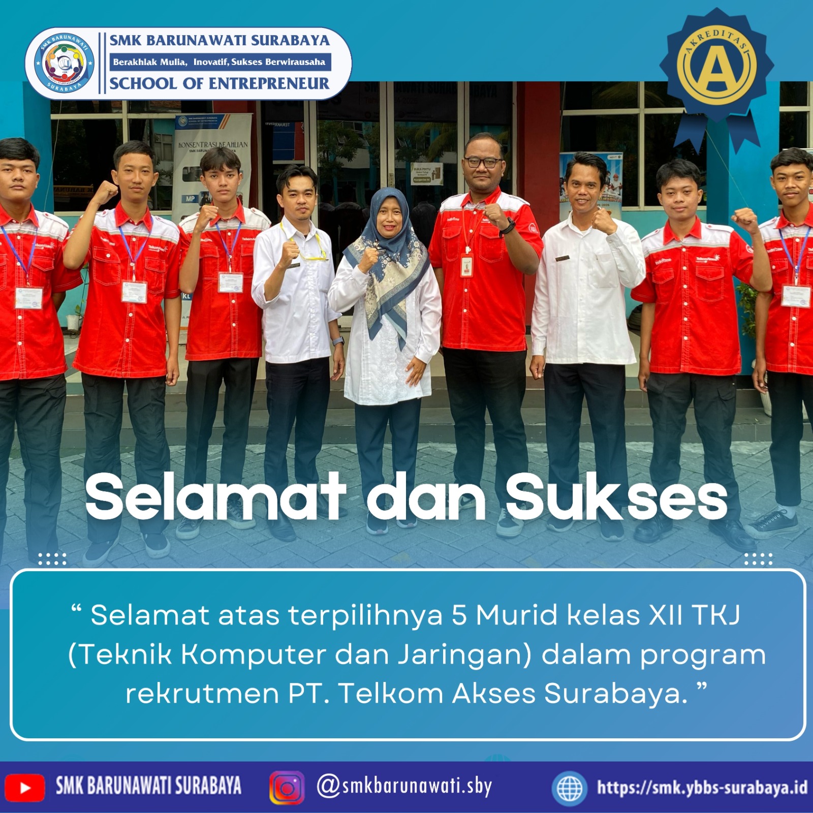 Gambar 5 siswa SMK Barunawati lolos seleksi PT TELKOM
