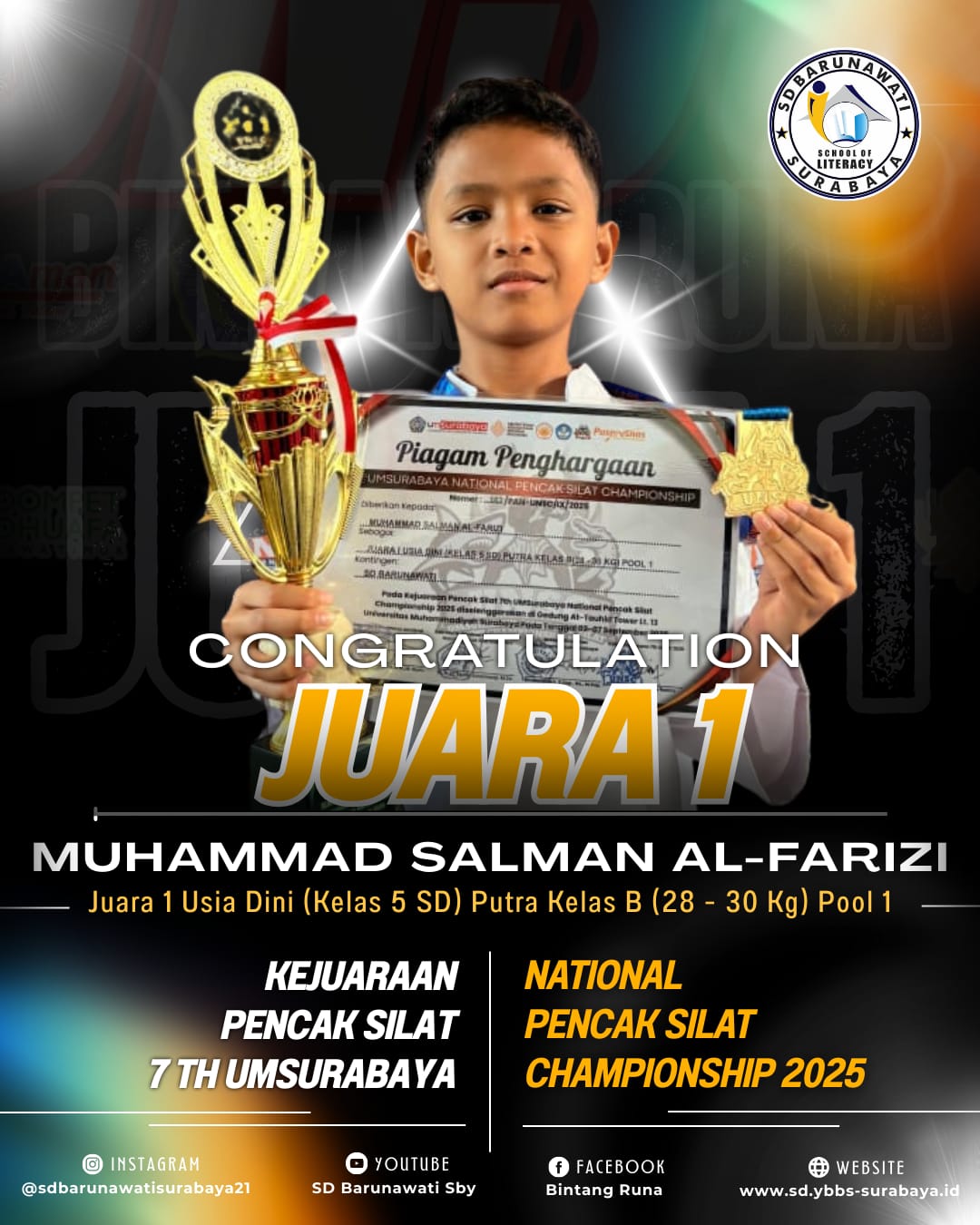 Gambar SD Barunawati Surabaya keluar sebagai Juara 1 Silat Championship 2025