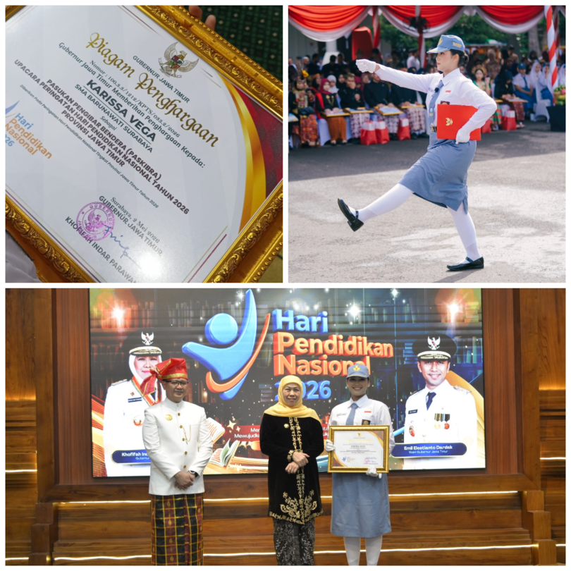 Gambar Vega, Pembaca Naskah UUD 1945 pada Upacara Hardiknas 2026 di Grahadi